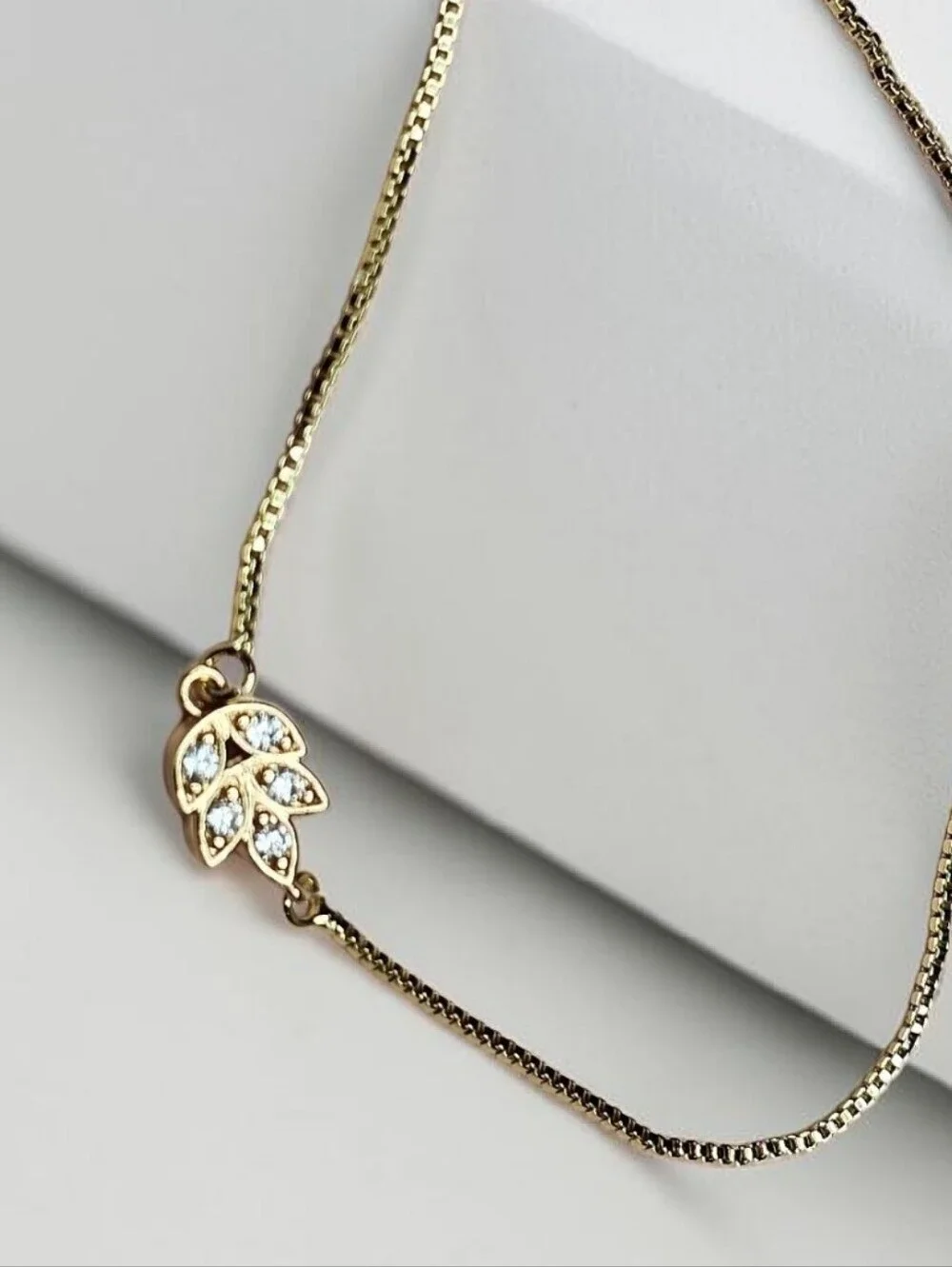 Gold Crystal Leaf Adjustable Bracelet for Women
